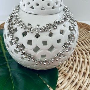 Silver drop beads 32” adjustable length necklace with lobster claw closure